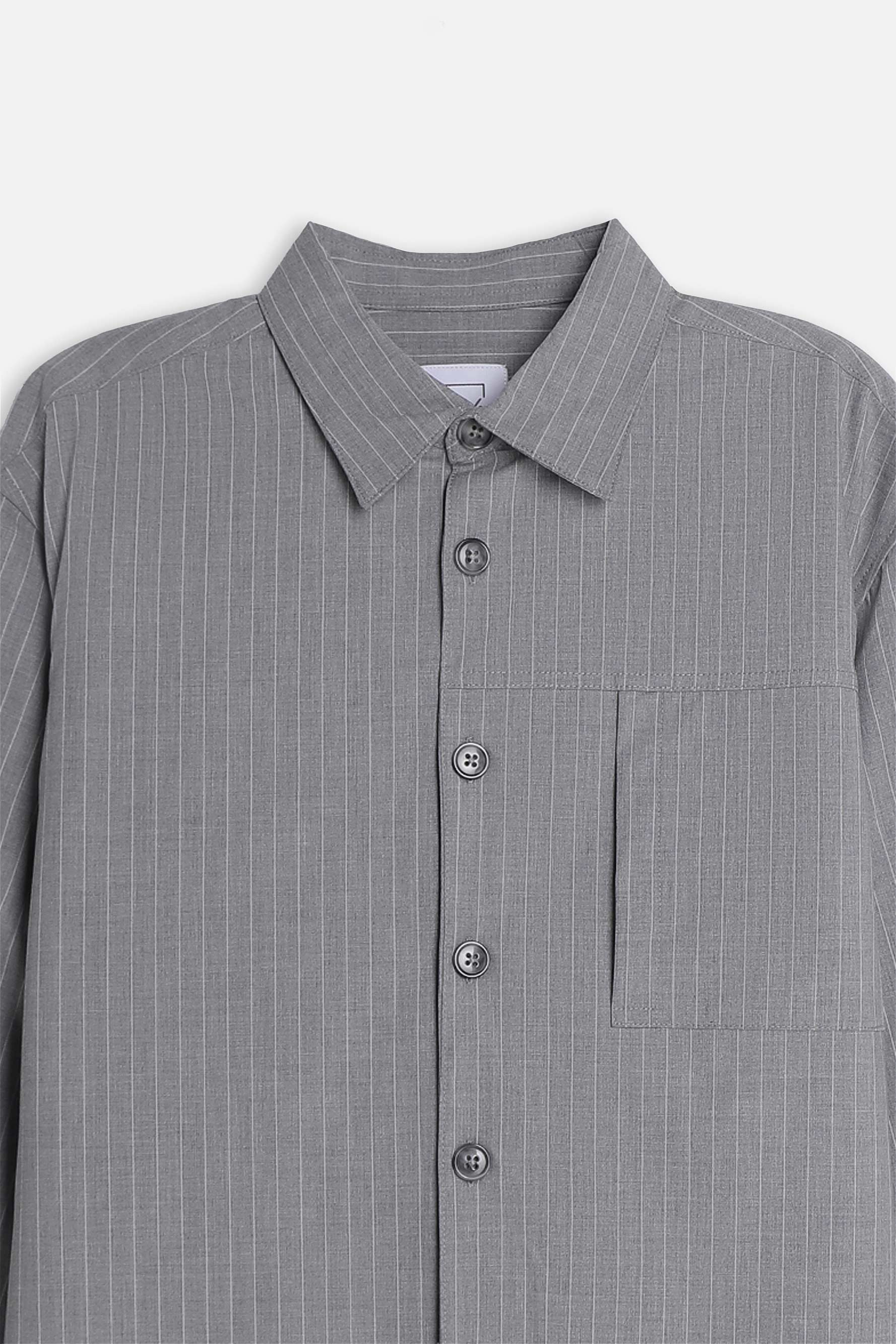 OVERSHIRT FANTASIA A RIGHE GRIGIO