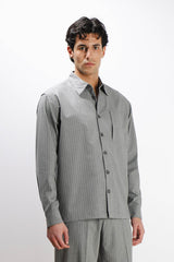 OVERSHIRT FANTASIA A RIGHE GRIGIO