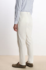 PANTALONE DA ABITO IN MISTO LINO BIANCO