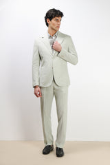 PANTALONE DA ABITO IN MISTO LINO VERDE