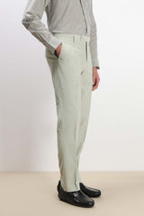 PANTALONE DA ABITO IN MISTO LINO VERDE