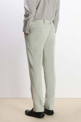 PANTALONE DA ABITO IN MISTO LINO VERDE