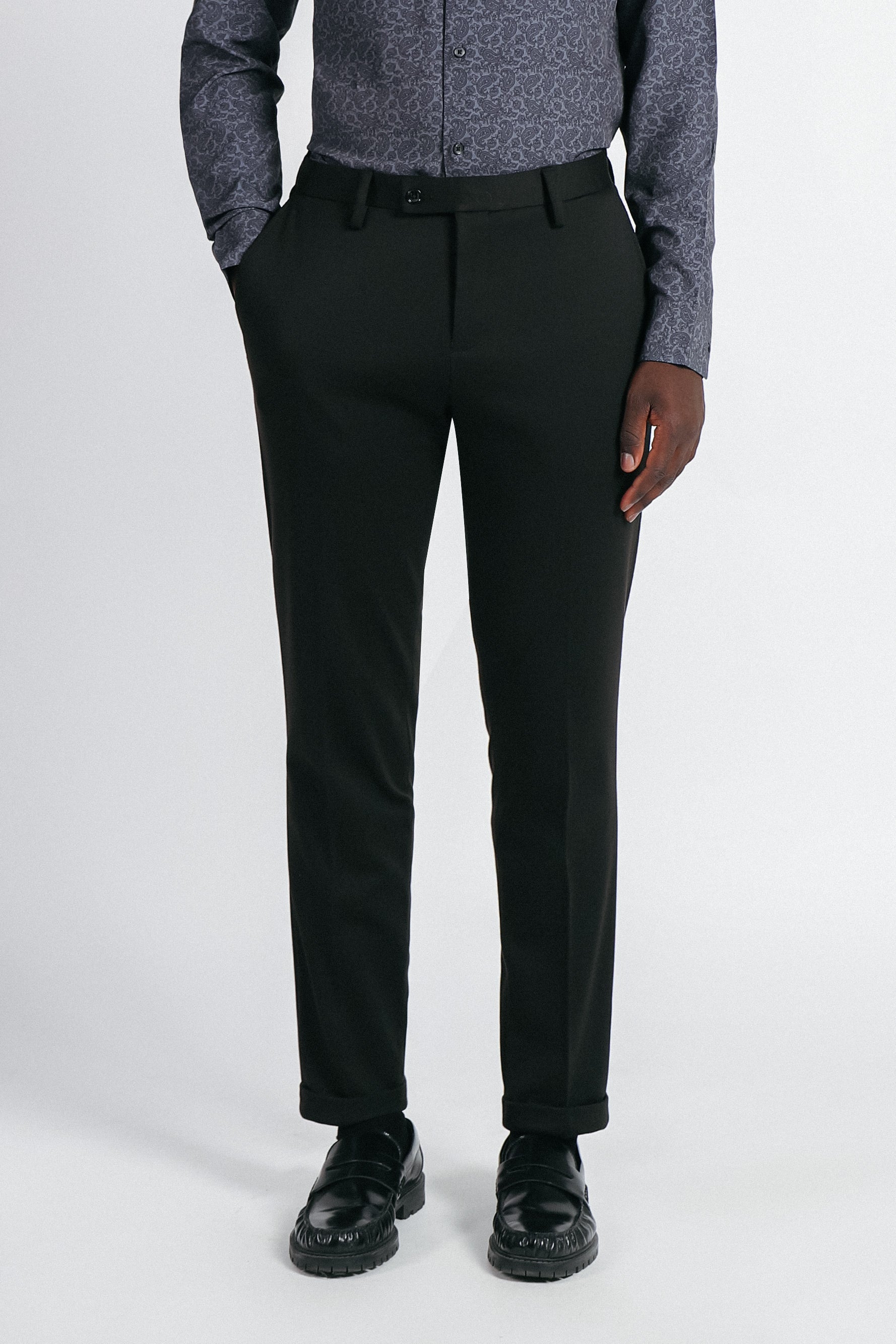 PANTALONE DA ABITO IN PUNTO MILANO NERO