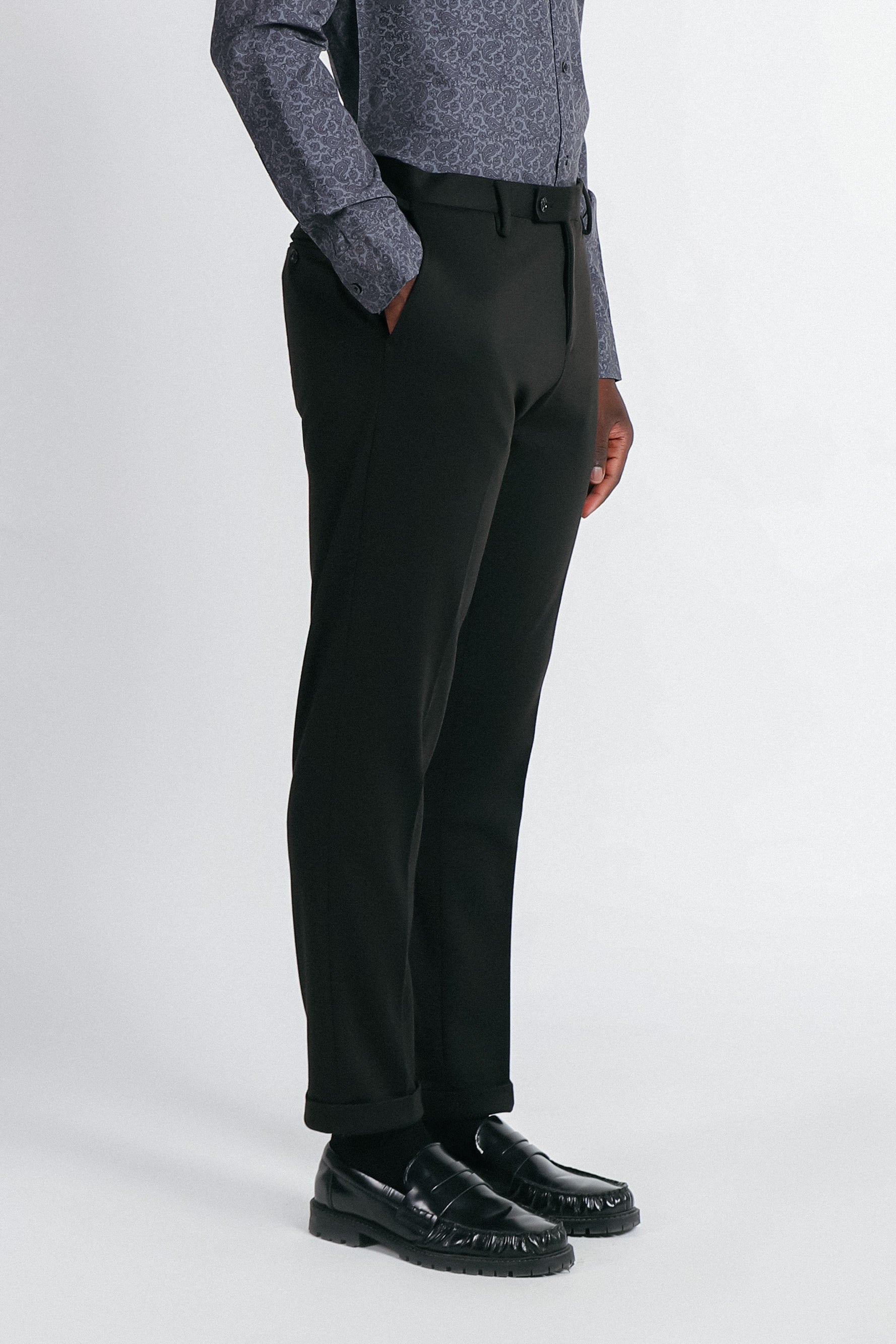 PANTALONE DA ABITO IN PUNTO MILANO NERO