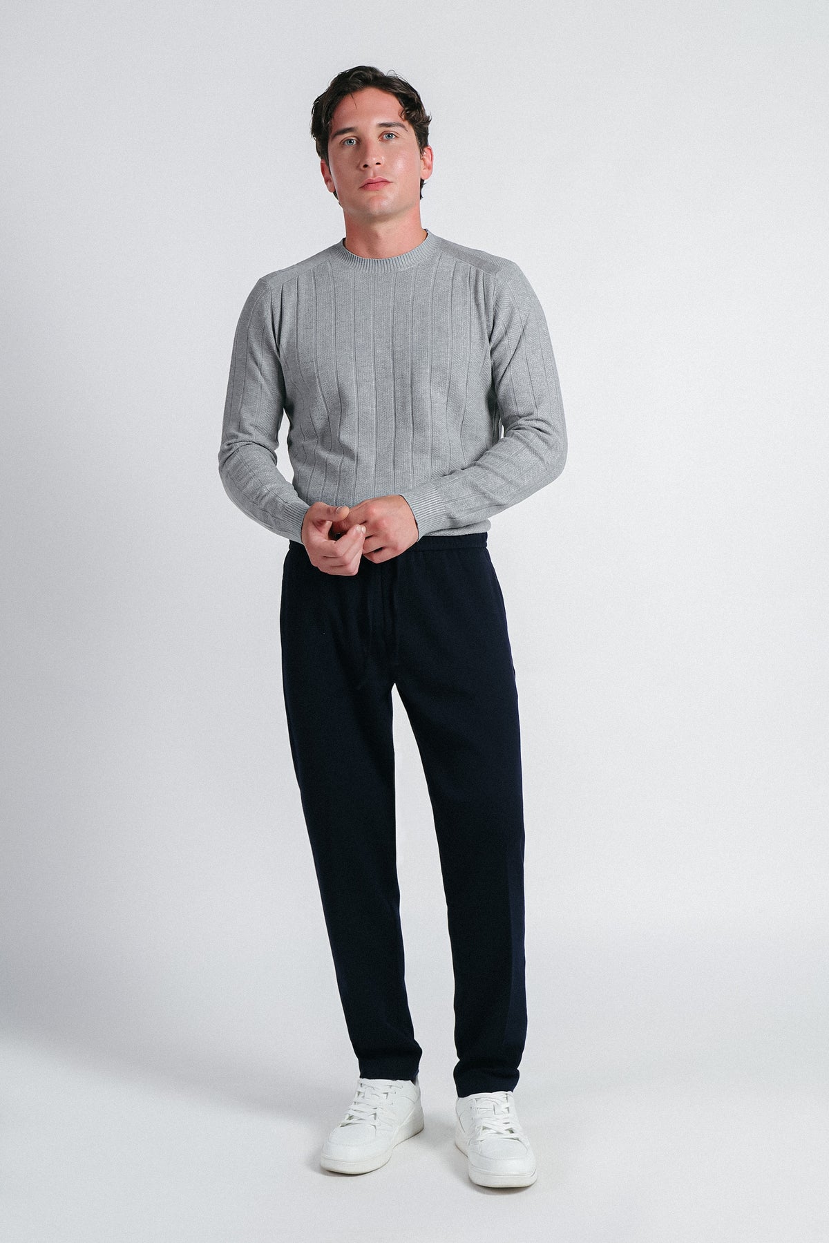 PANTALONE JOGGER CON ELASTICO IN VITA BLEU