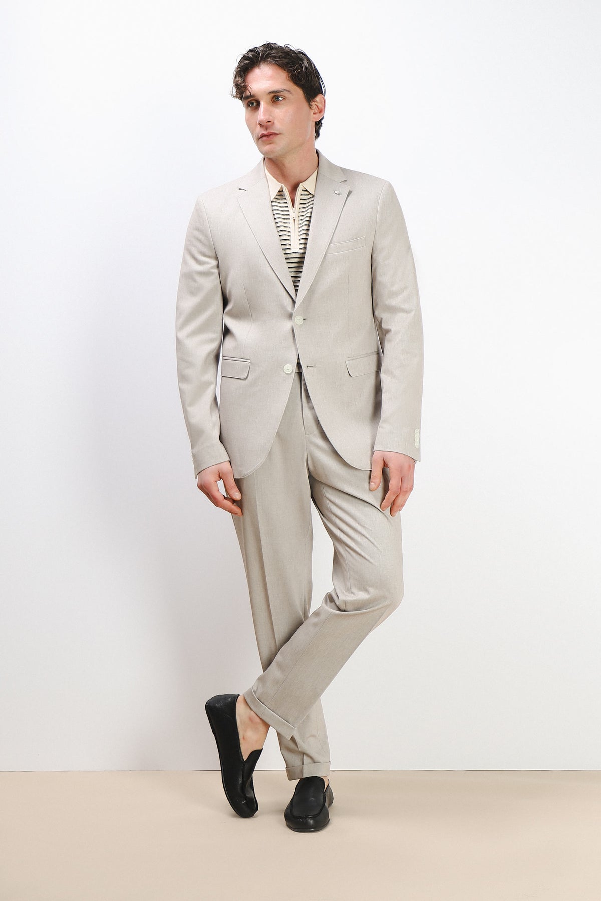 PANTALONE DA ABITO IN PUNTO MILANO BEIGE