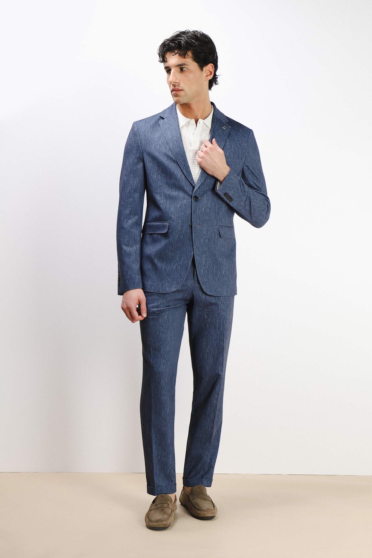 PANTALONE DA ABITO IN PUNTO MILANO BLEU