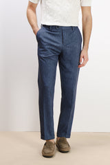 PANTALONE DA ABITO IN PUNTO MILANO BLEU