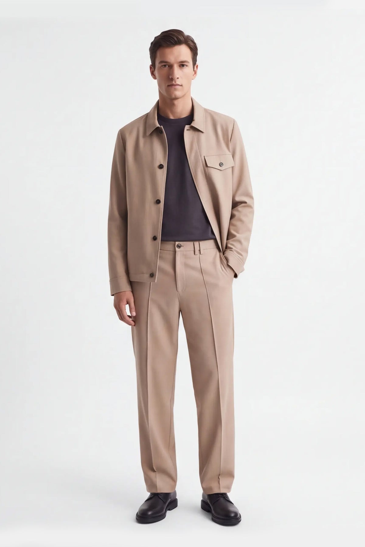 PANTALONI CLASSICI CON PIEGA CENTRALE MEDIUM BEIGE