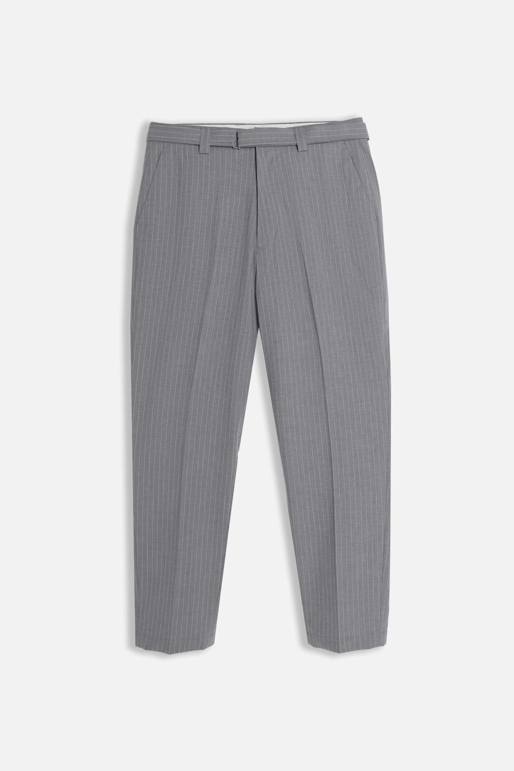 PANTALONE FANTASIA A RIGHE CON CINTURA GRIGIO