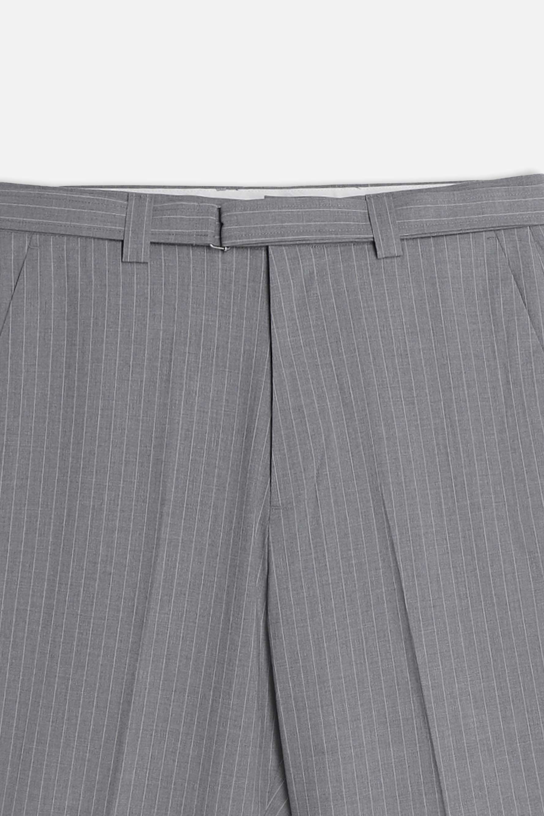 PANTALONE FANTASIA A RIGHE CON CINTURA GRIGIO