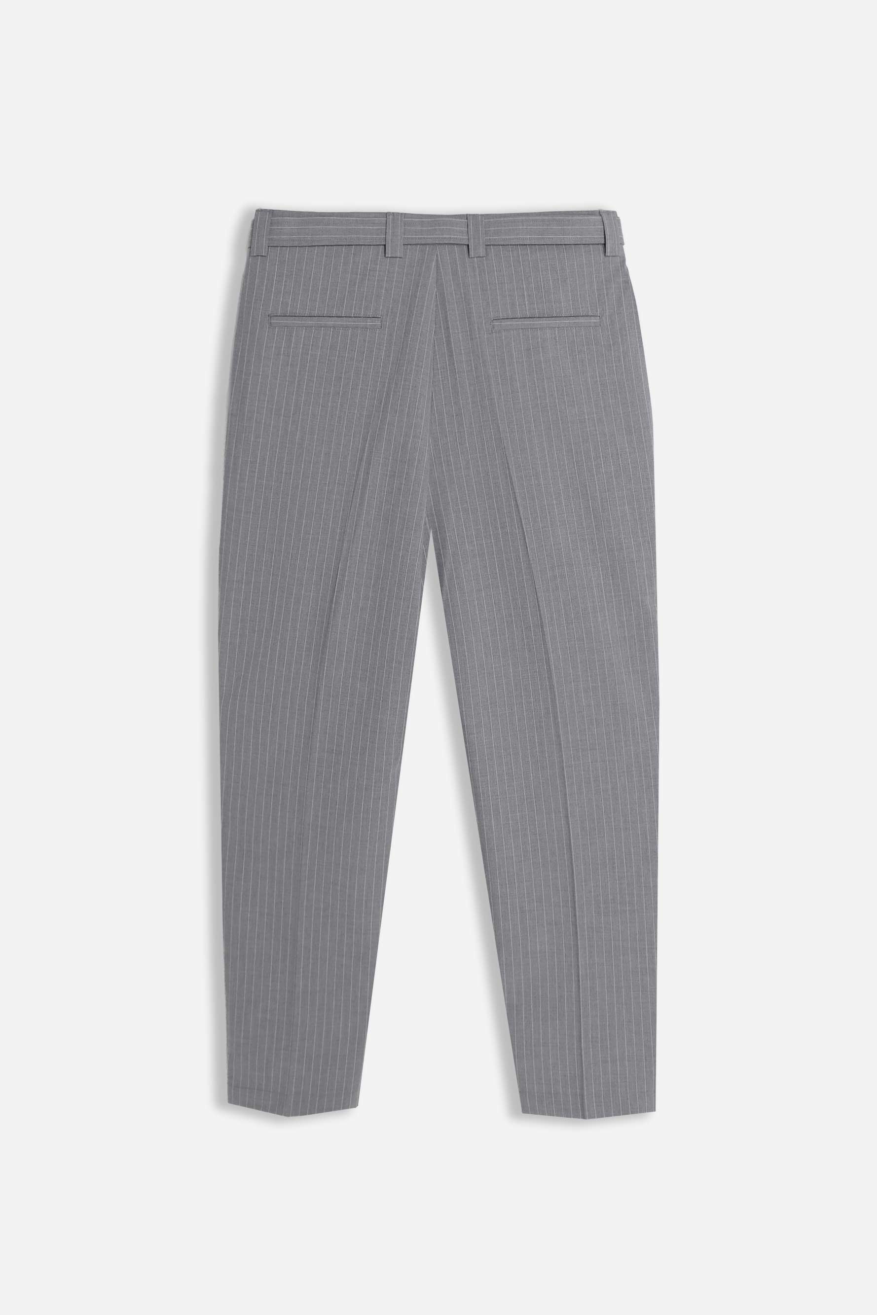 PANTALONE FANTASIA A RIGHE CON CINTURA GRIGIO