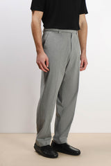 PANTALONE FANTASIA A RIGHE CON CINTURA GRIGIO