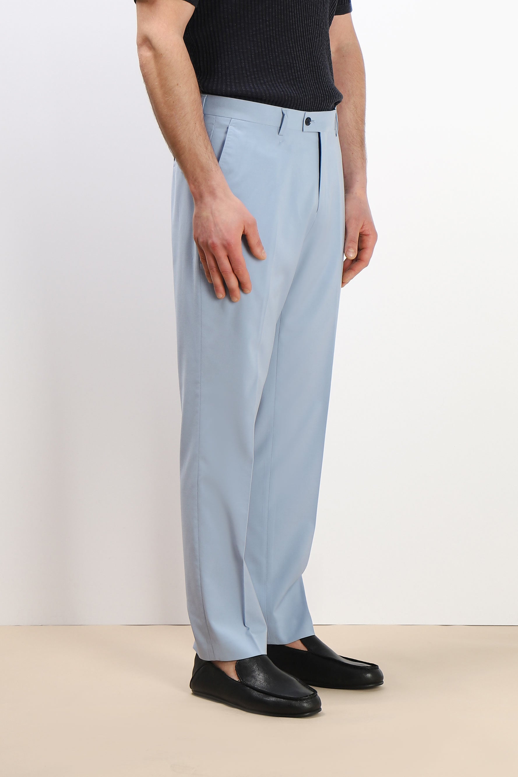 PANTALONE DA ABITO SENZA RISVOLTO CIELO