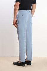 PANTALONE DA ABITO SENZA RISVOLTO CIELO