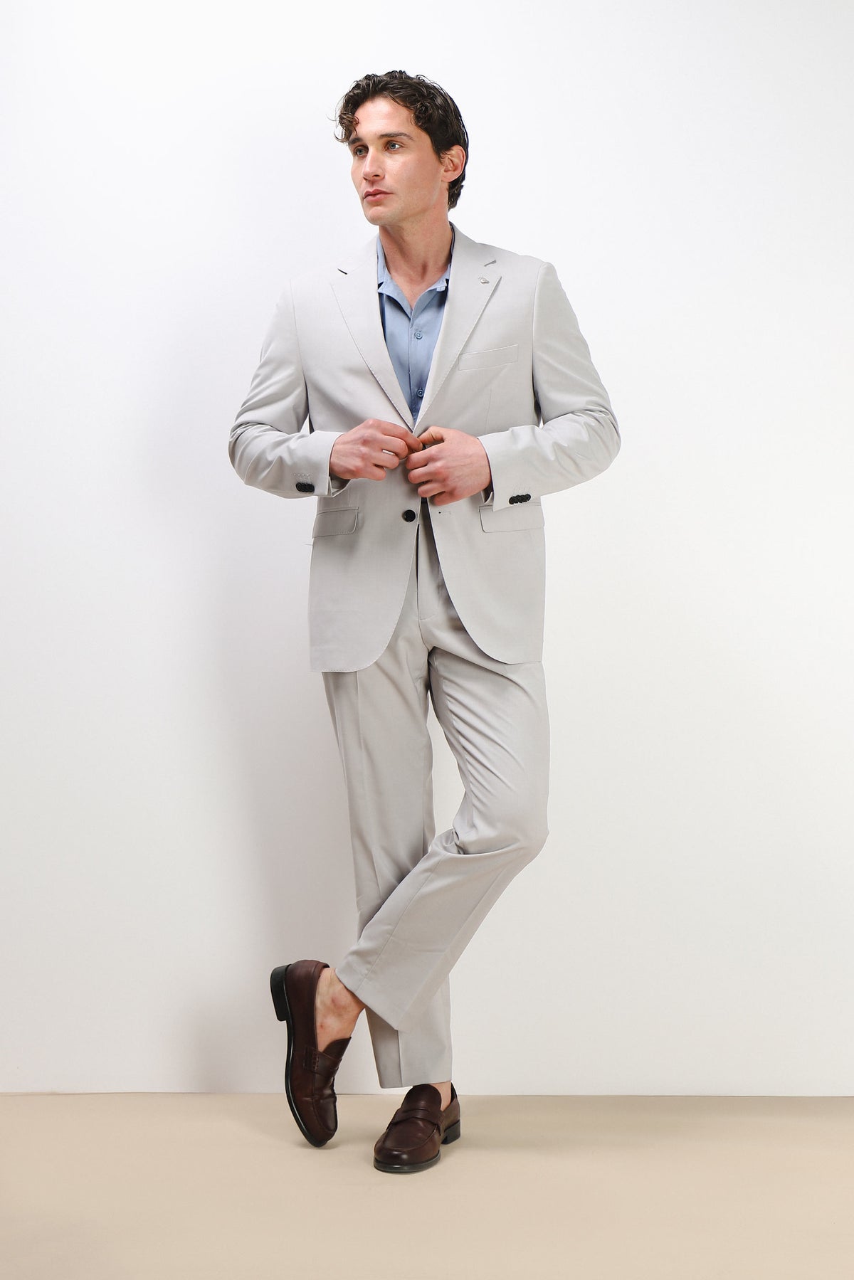 PANTALONE DA ABITO SENZA RISVOLTO GRIGIO