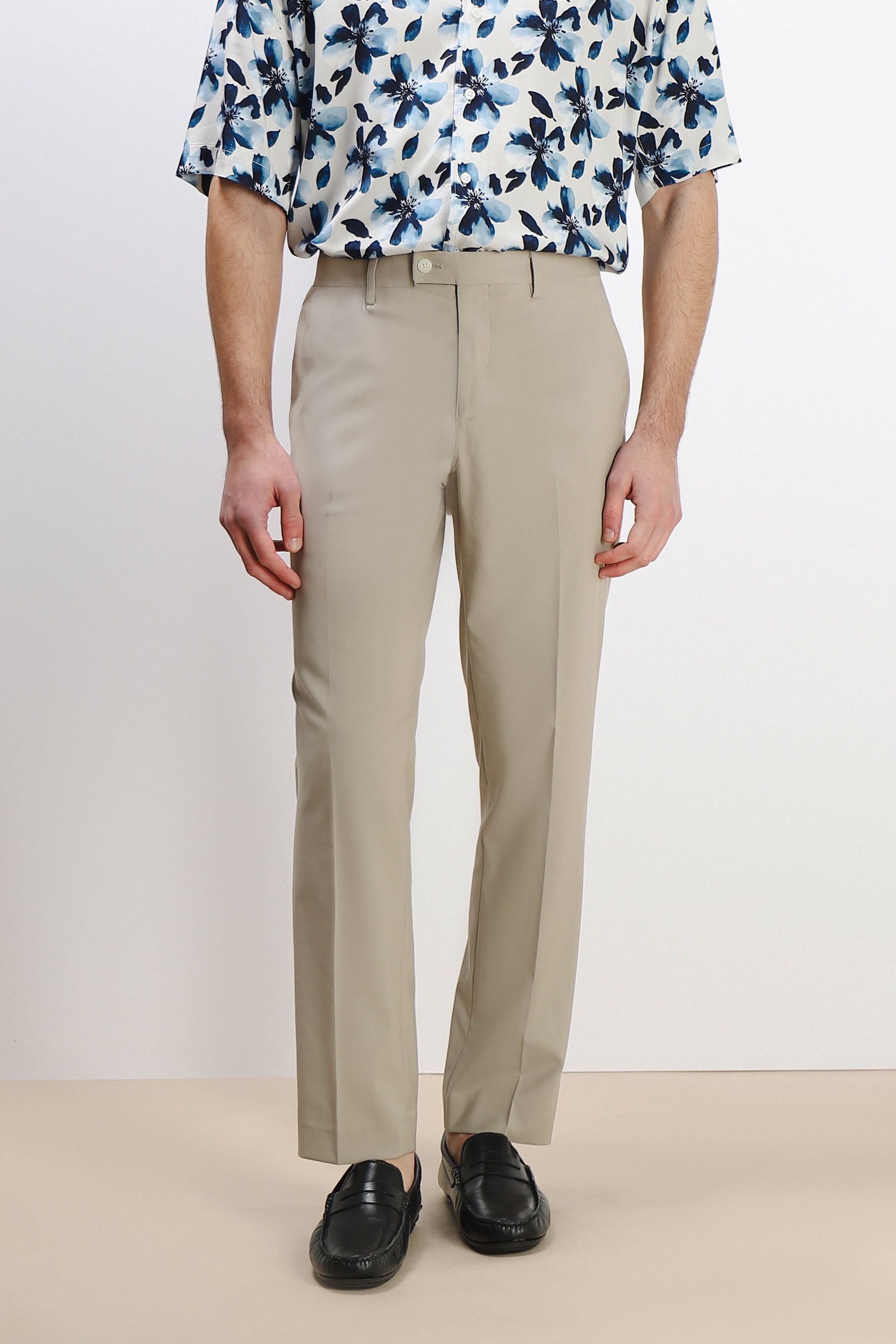 PANTALONE DA ABITO SENZA RISVOLTO SABBIA