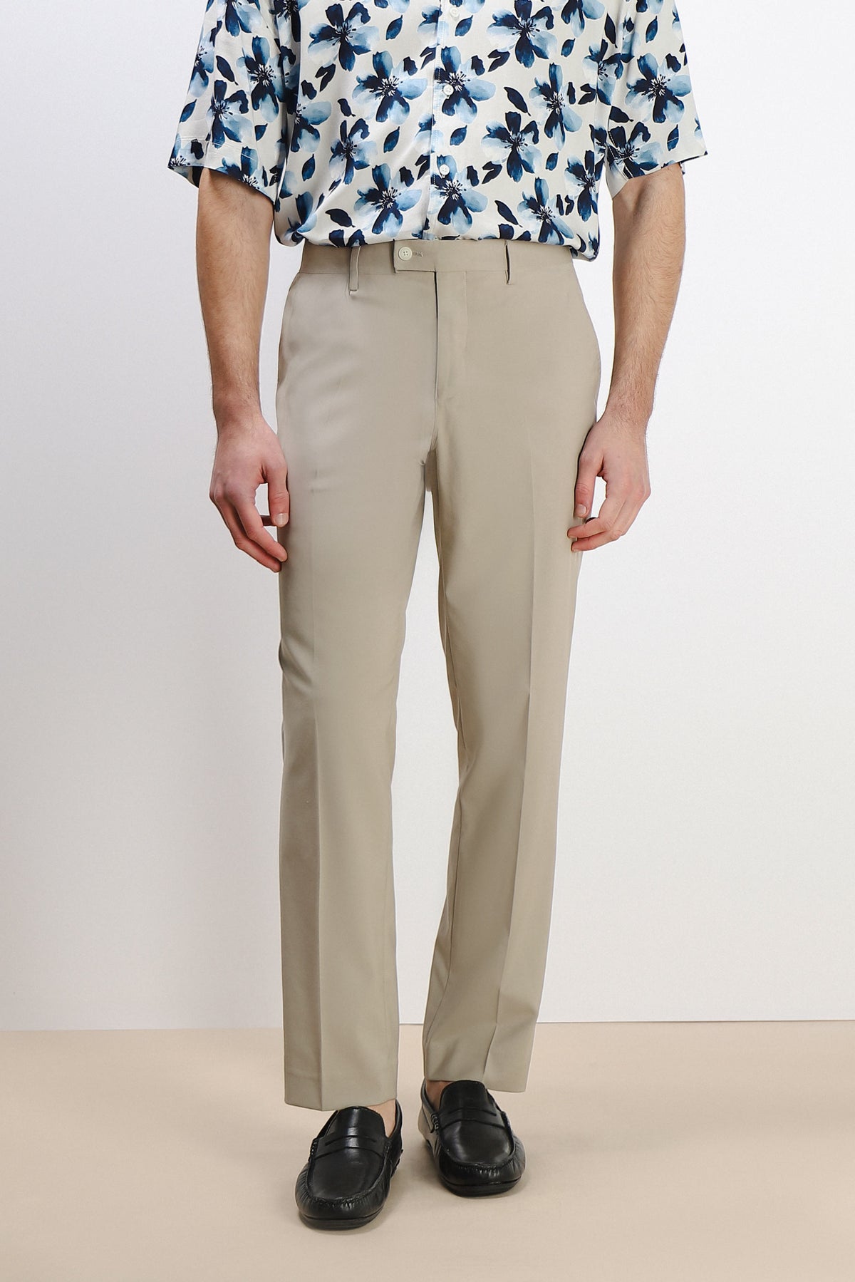 PANTALONE DA ABITO SENZA RISVOLTO SABBIA