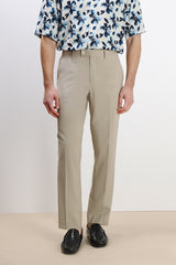 PANTALONE DA ABITO SENZA RISVOLTO SABBIA