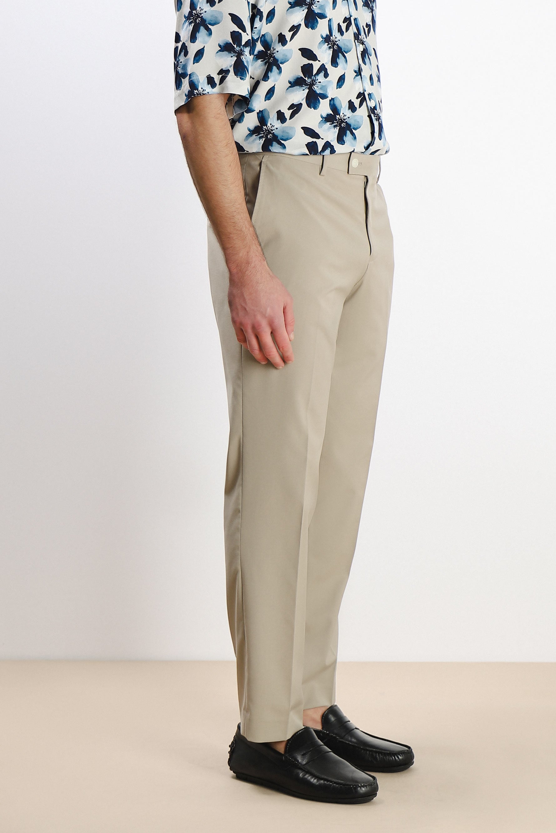 PANTALONE DA ABITO SENZA RISVOLTO SABBIA