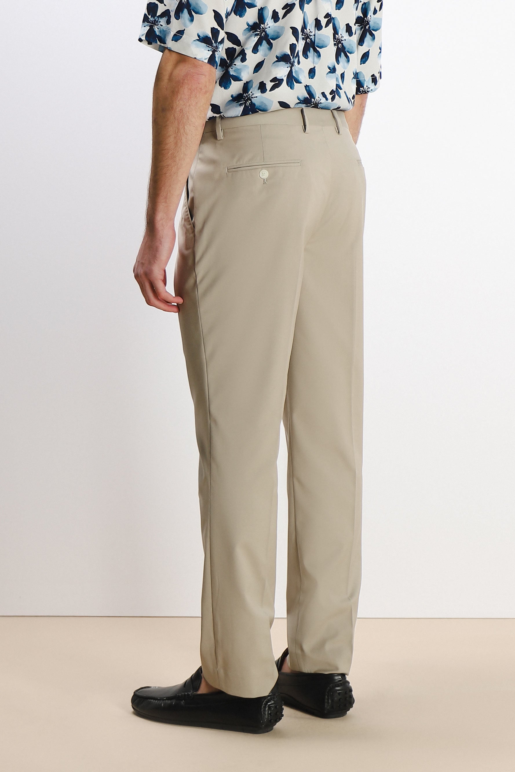 PANTALONE DA ABITO SENZA RISVOLTO SABBIA