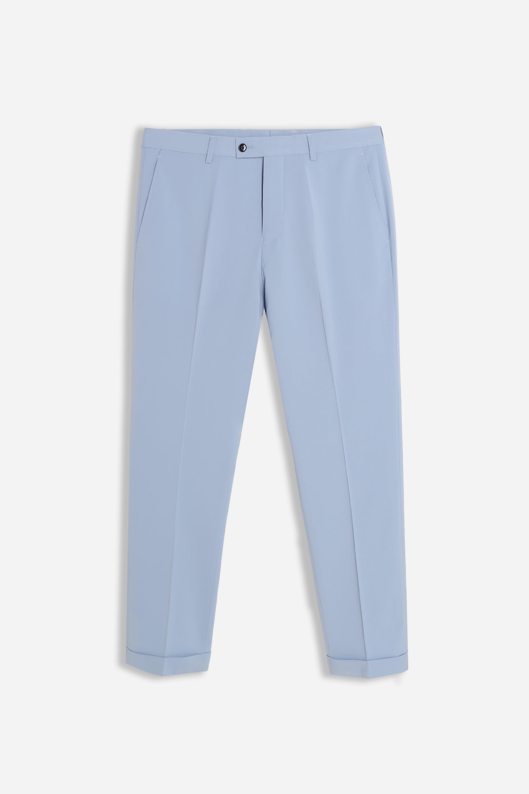 PANTALONE DA ABITO CON RISVOLTO CIELO
