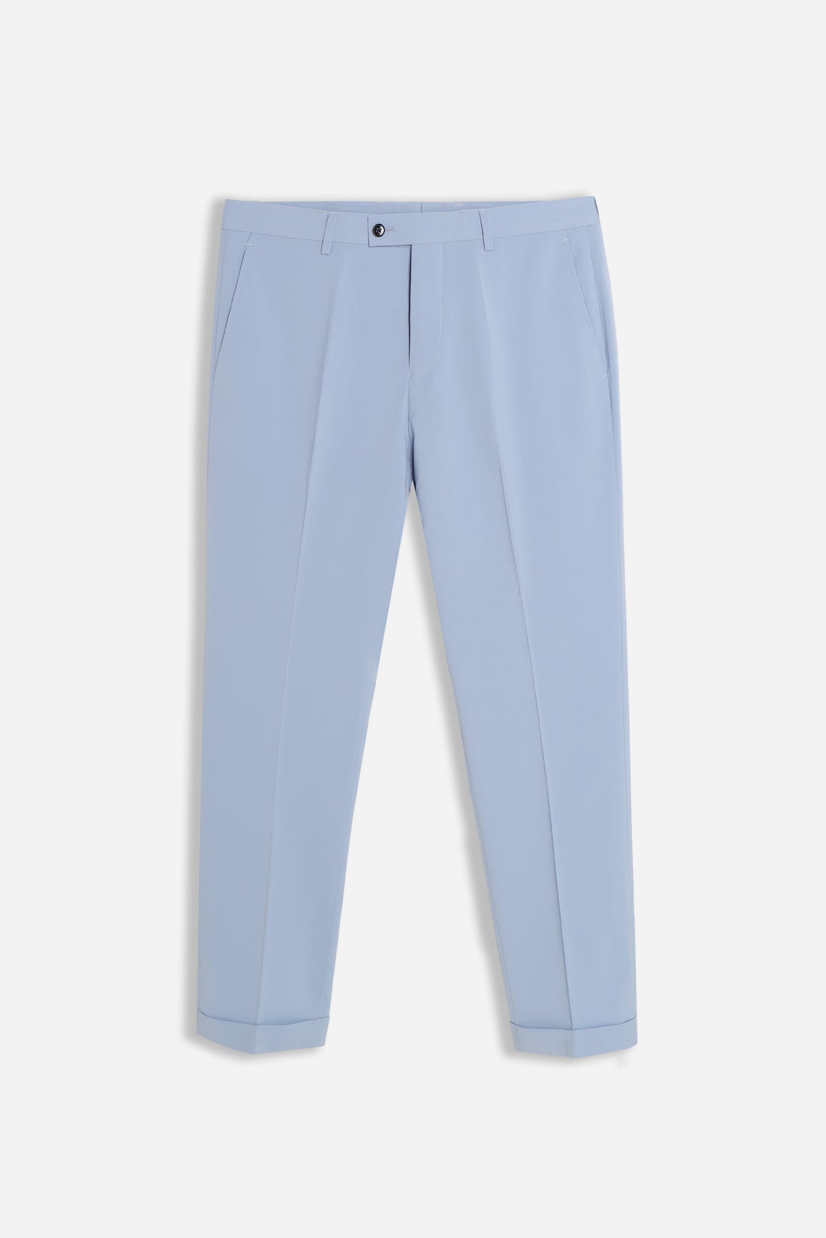 PANTALONE DA ABITO CON RISVOLTO CIELO