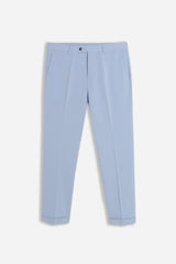 PANTALONE DA ABITO CON RISVOLTO CIELO