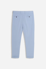 PANTALONE DA ABITO CON RISVOLTO CIELO