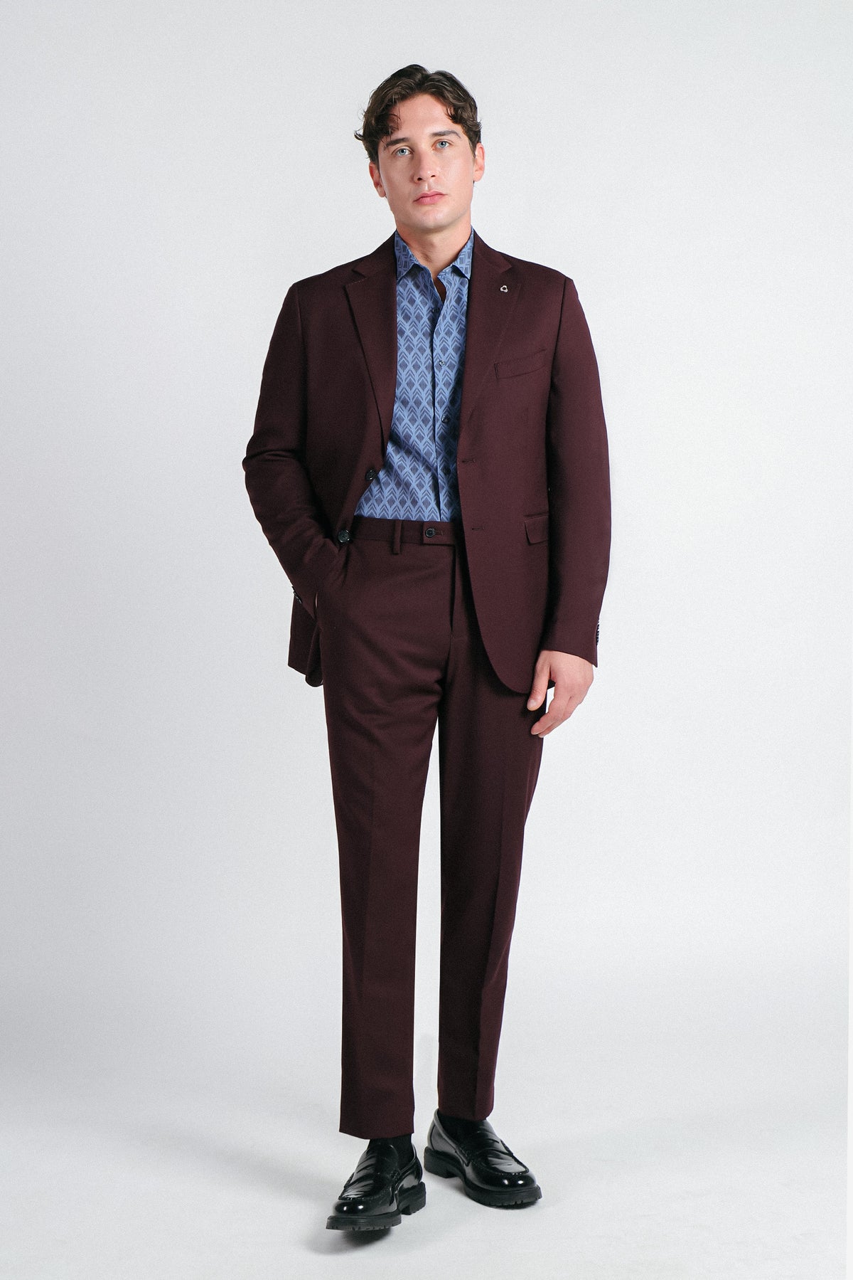 PANTALONE DA ABITO SLIM FIT BORDEAUX