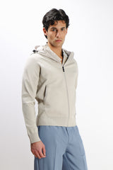 GIUBBOTTO BOMBER MAGLIA CON CAPPUCCIO A CONTRASTO GRIGIO