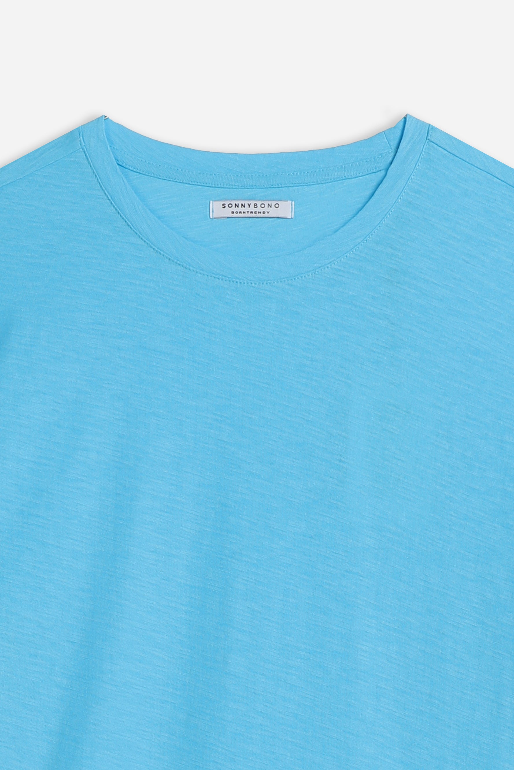 T-SHIRT GIROCOLLO SLUB TURCHESE - Sonnybono