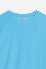 T-SHIRT GIROCOLLO SLUB TURCHESE - Sonnybono