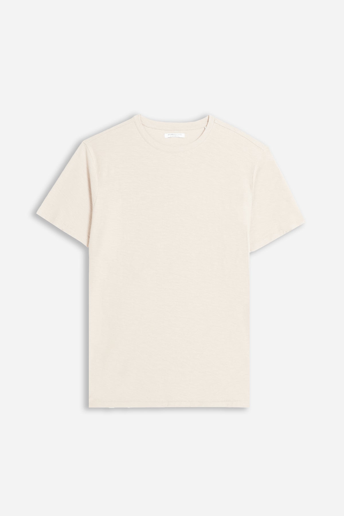 T-SHIRT GIROCOLLO SLUB BEIGE CHIARO - Sonnybono