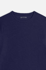 T-SHIRT GIROCOLLO SLUB INDACO - Sonnybono