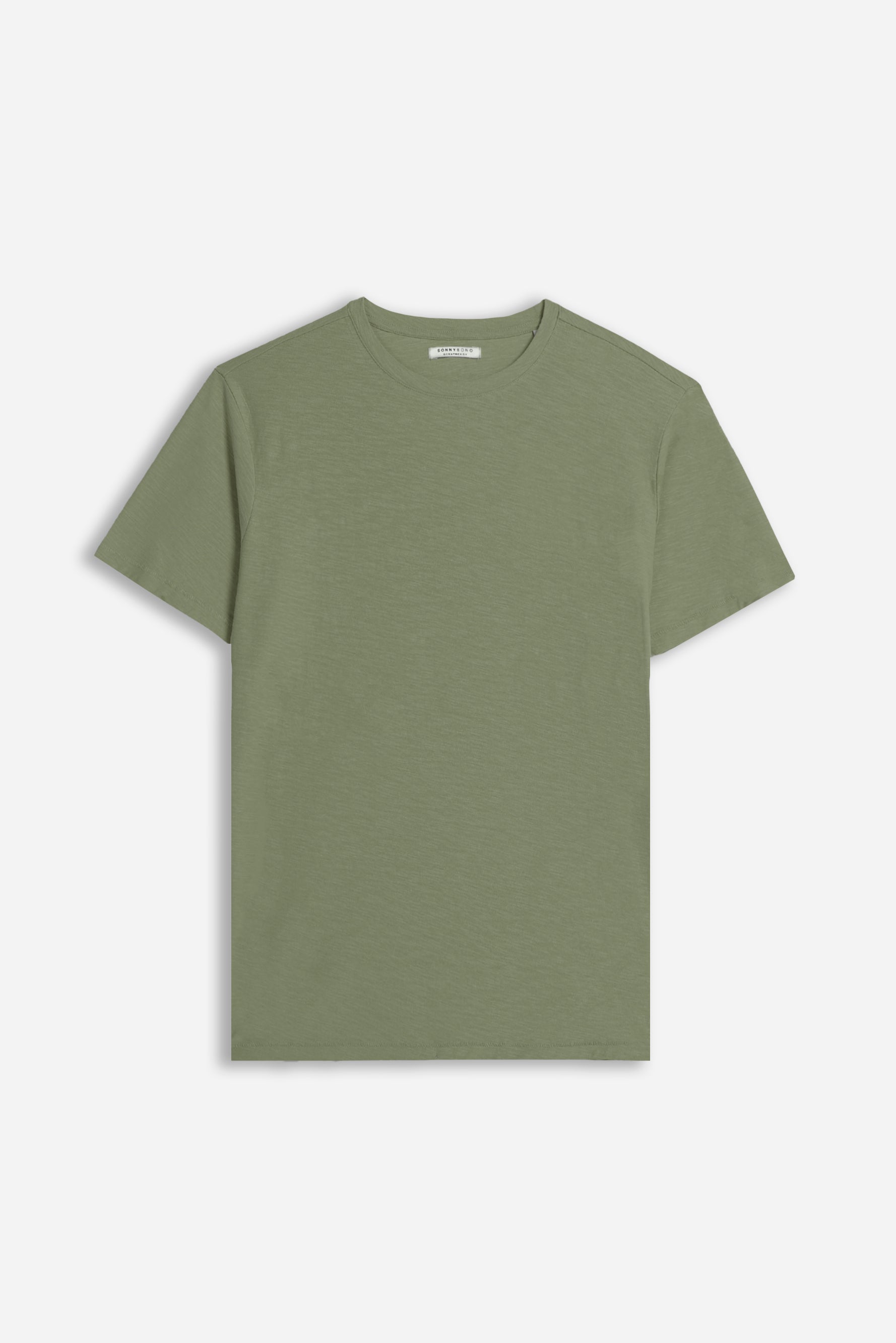 T-SHIRT GIROCOLLO SLUB VERDE MILITARE - Sonnybono