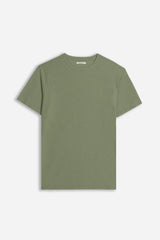 T-SHIRT GIROCOLLO SLUB VERDE MILITARE - Sonnybono