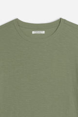 T-SHIRT GIROCOLLO SLUB VERDE MILITARE - Sonnybono