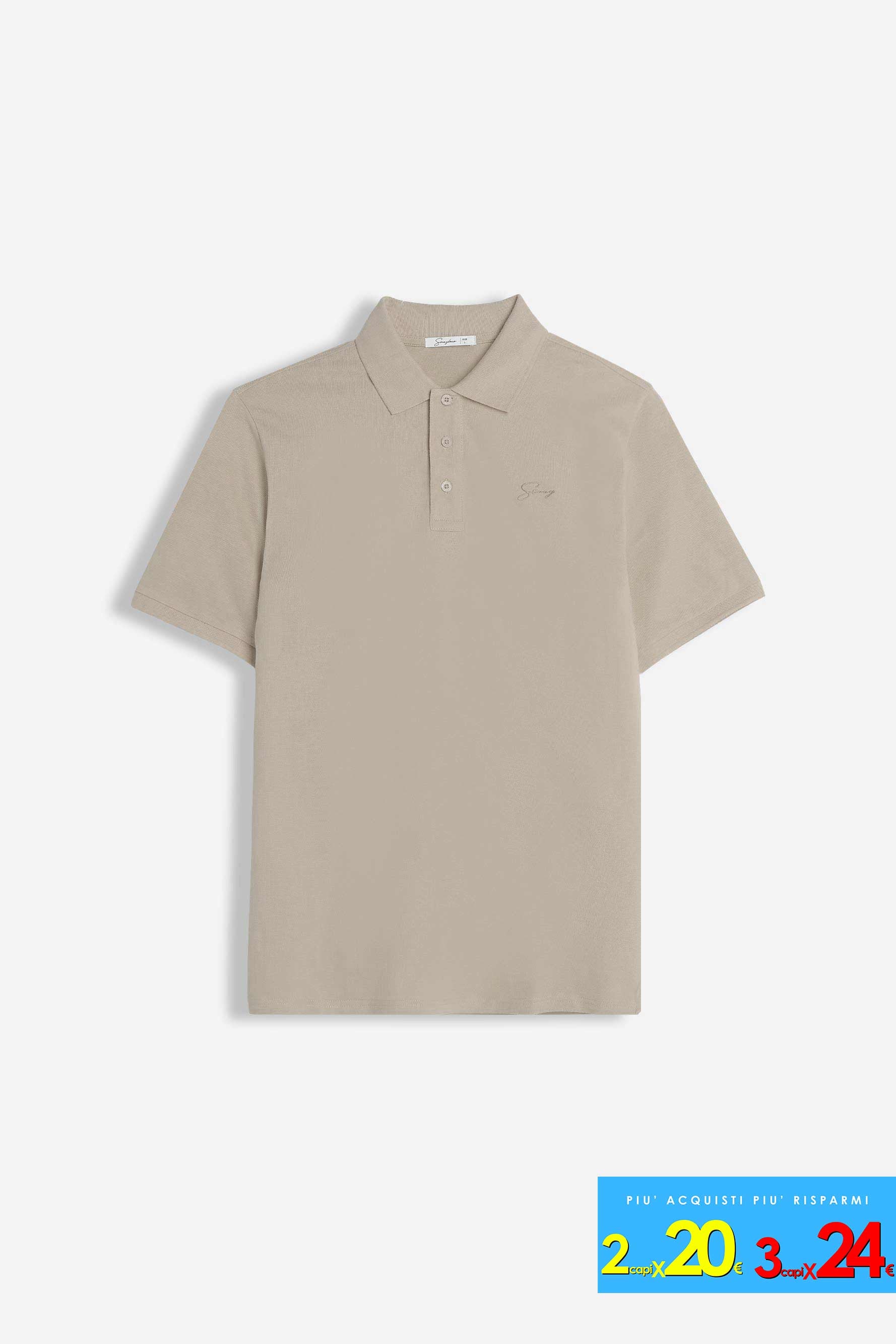 POLO PIQUET BASIC TINTA UNITA TORTORA