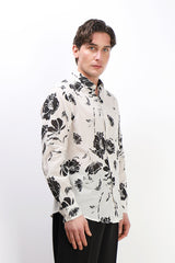 CAMICIA FANTASIA COLLO ITALIANO BEIGE CHIARO