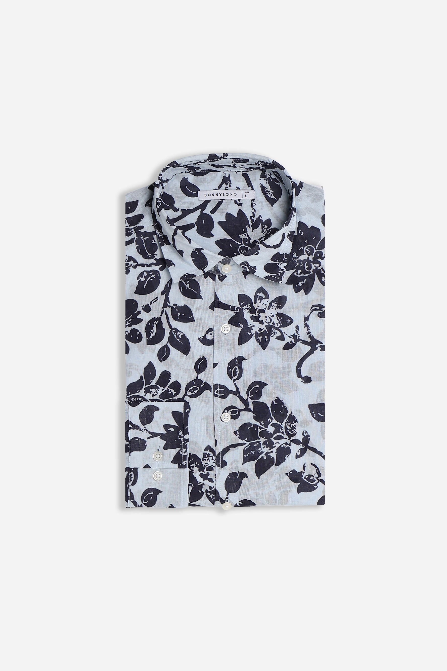 CAMICIA FANTASIA COLLO ITALIANO CELESTE