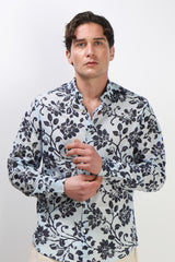 CAMICIA FANTASIA COLLO ITALIANO CELESTE