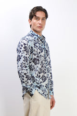 CAMICIA FANTASIA COLLO ITALIANO CELESTE