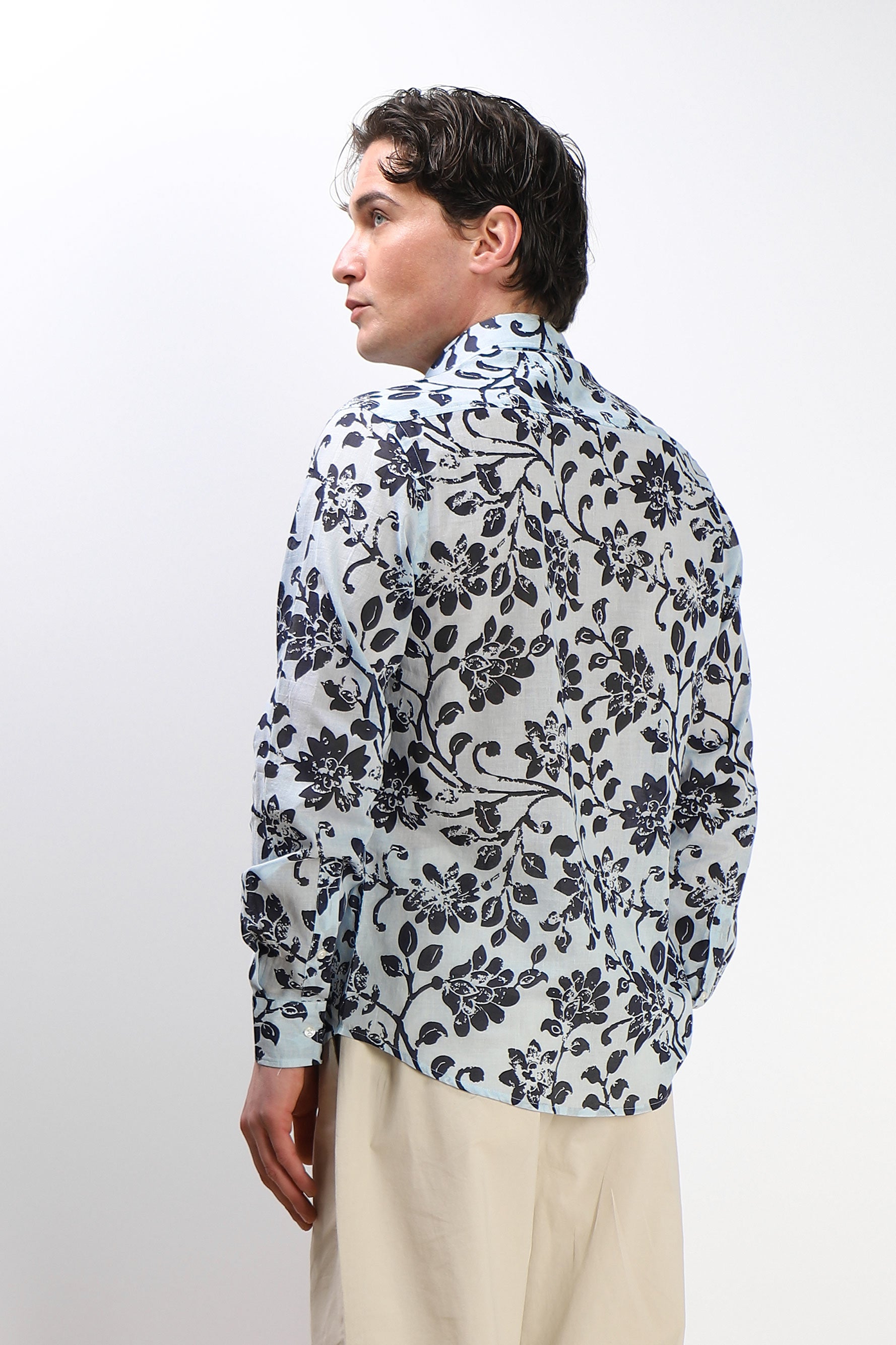 CAMICIA FANTASIA COLLO ITALIANO CELESTE