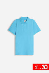 POLO IN PIQUET STRETCH TURCHESE
