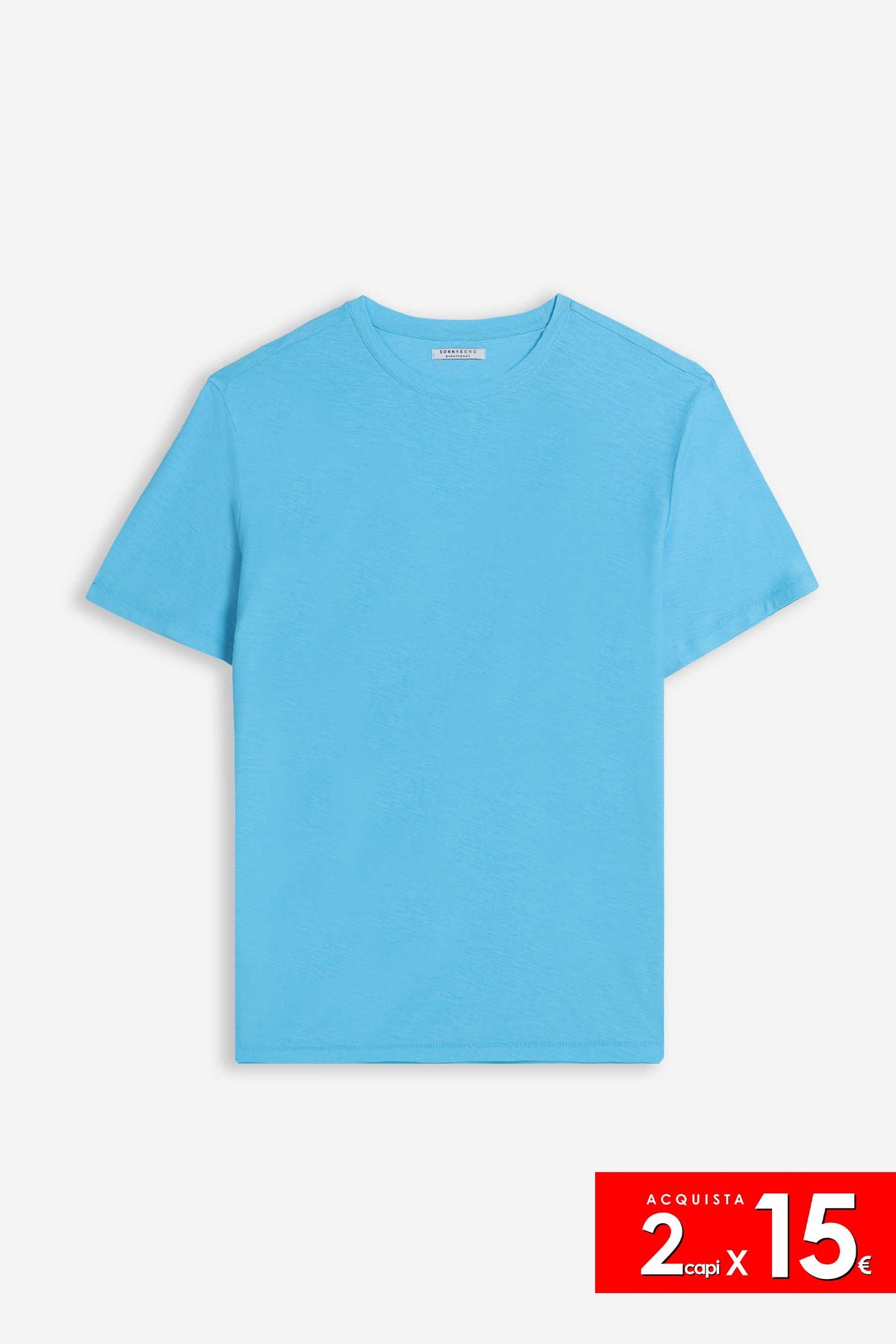 T-SHIRT GIROCOLLO SLUB TURCHESE
