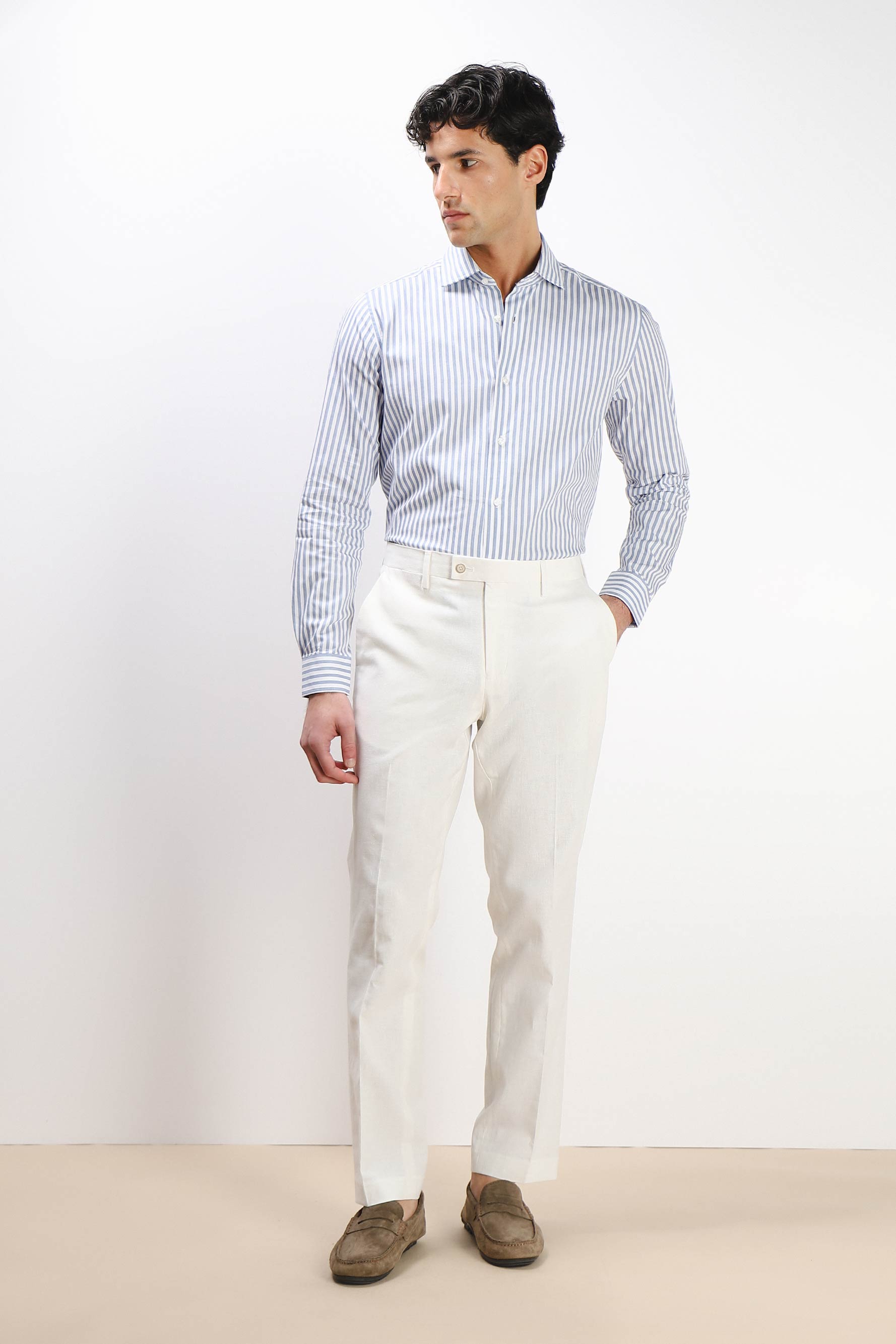 CAMICIA FIL A FIL COLLO FRANCESCE BLEU