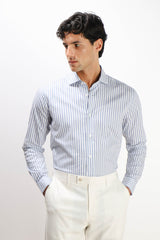 CAMICIA FIL A FIL COLLO FRANCESCE BLEU