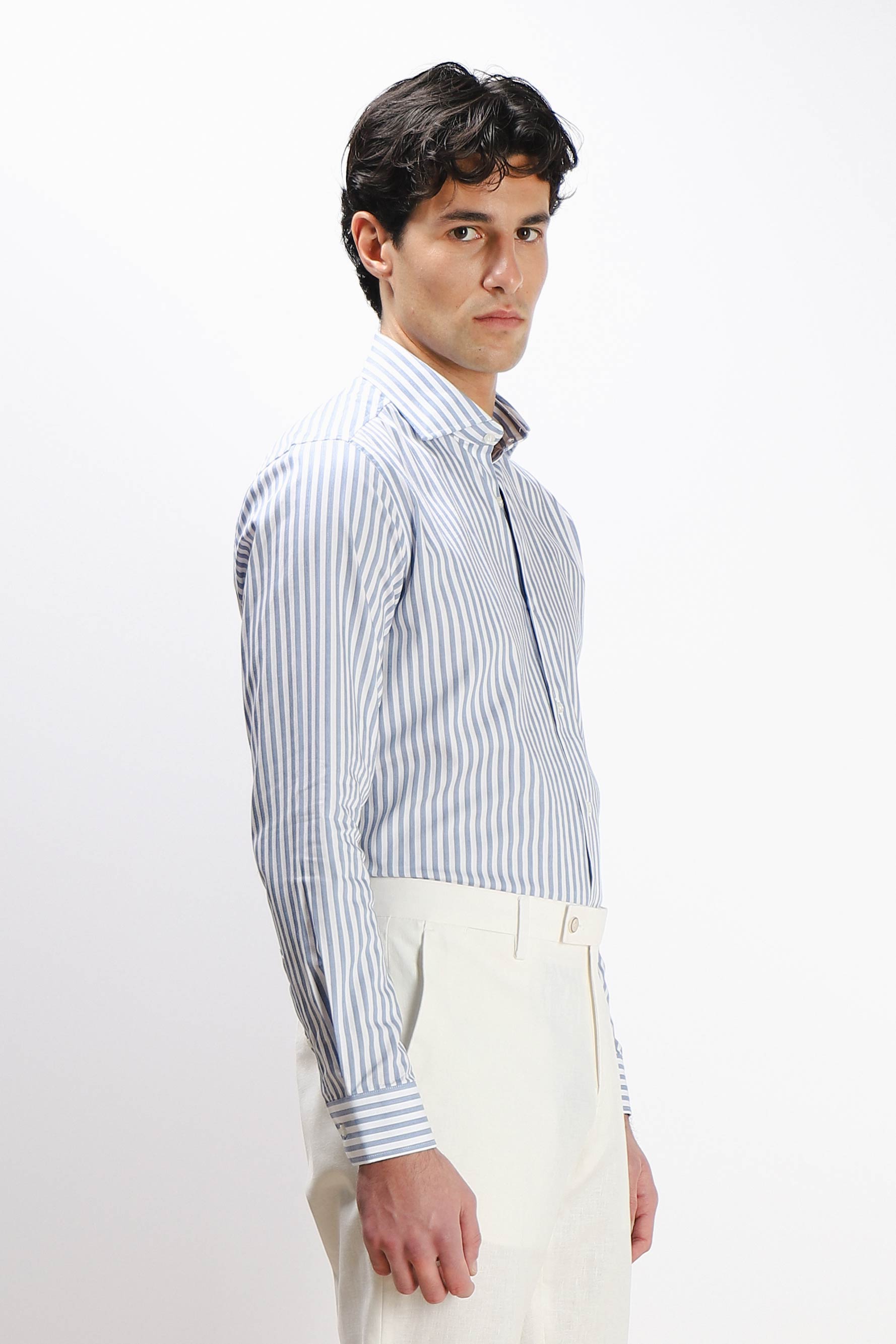 CAMICIA FIL A FIL COLLO FRANCESCE BLEU