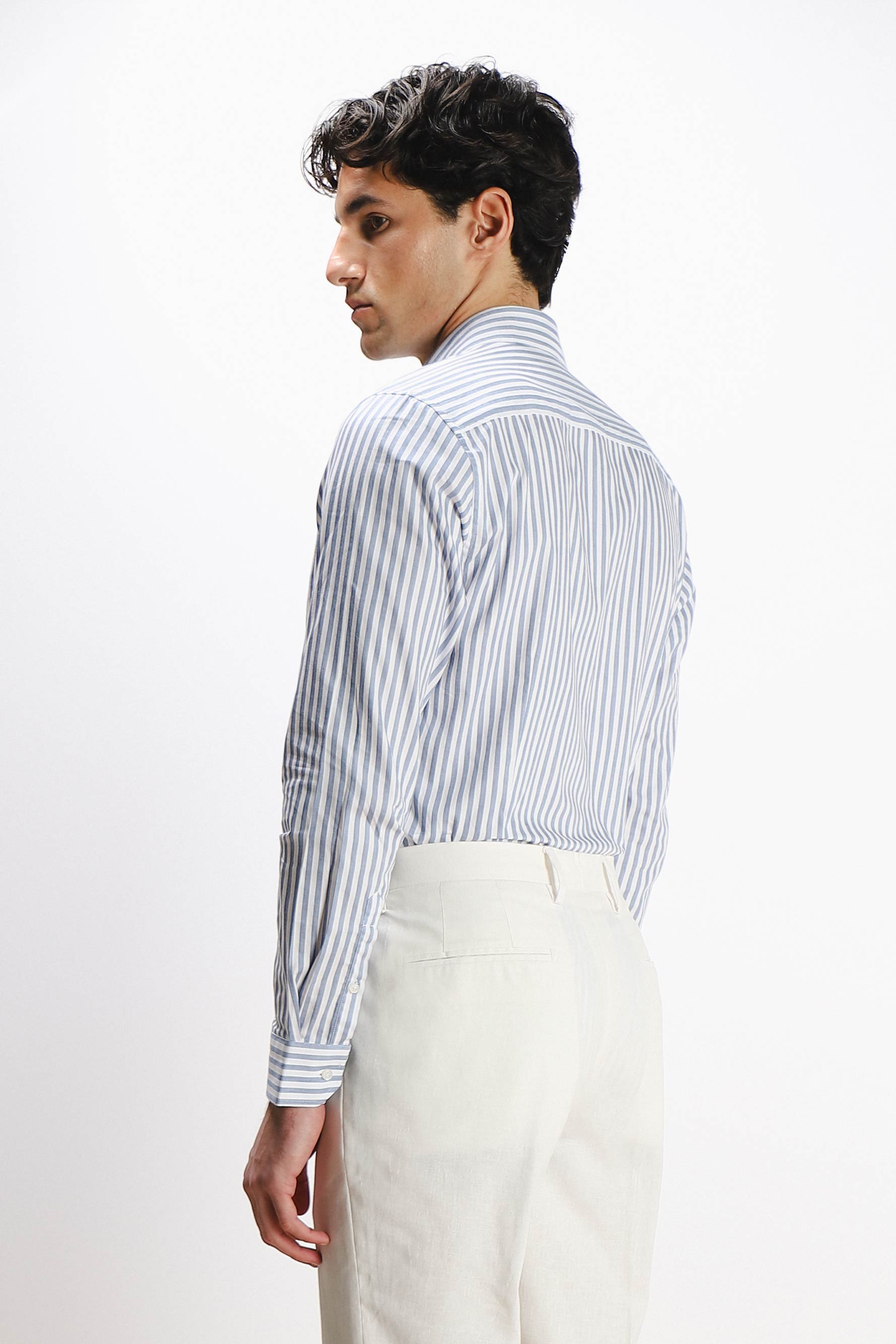 CAMICIA FIL A FIL COLLO FRANCESCE BLEU